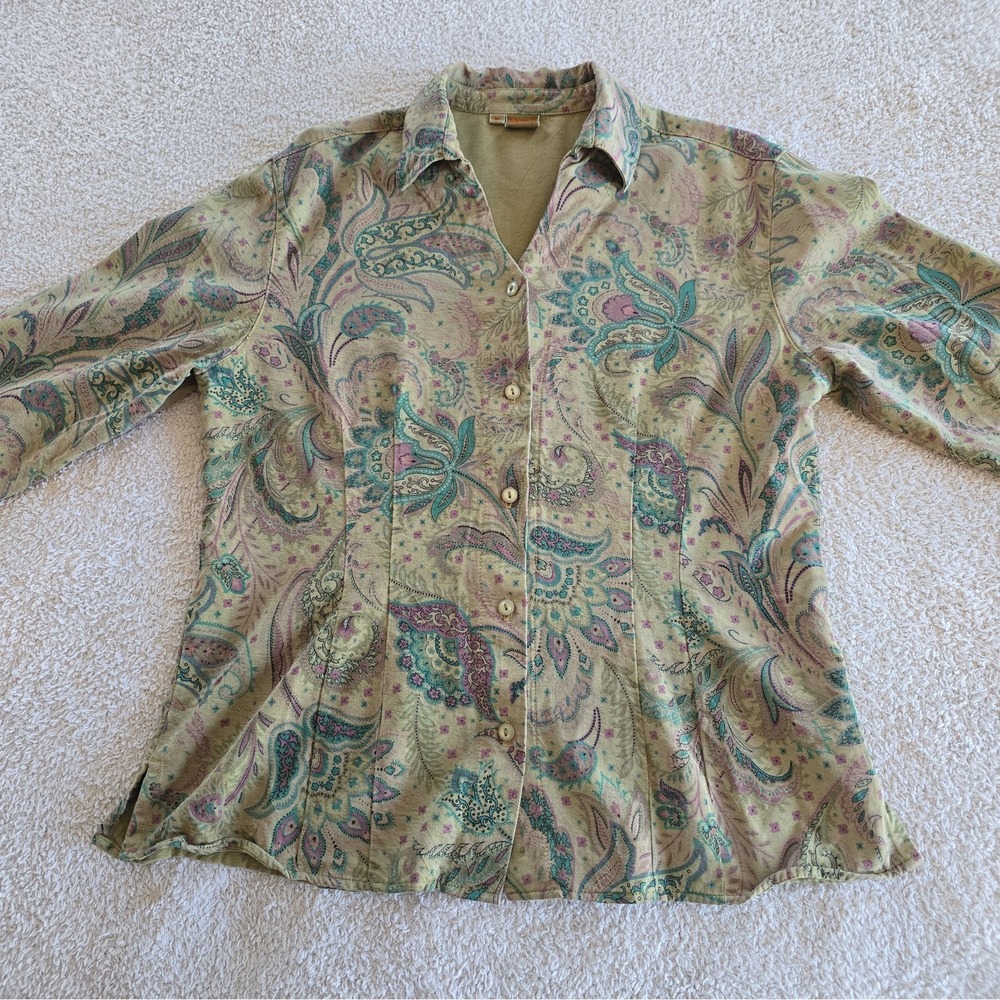 Vtg Tianello Tencel Blend Art-to-wear Button-Up Suzy Blouse Paisley Boho-chic M - Picture 7 of 13